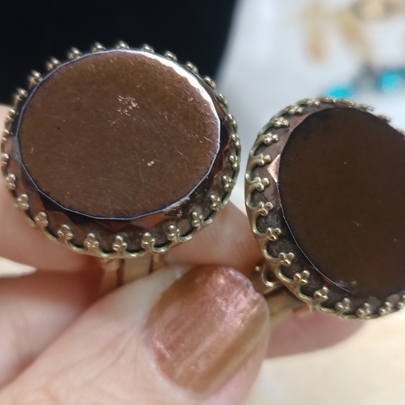 Vintage ELSA SCHIAPARELLI Unsigned Chocolate Brown Earrings and MOP necklace - Picture 13 of 16